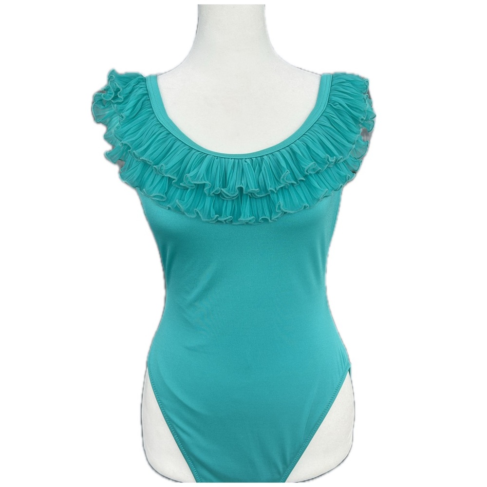 Diva By Rachel Pappo Rare Vintage Ruffle One Piece Swimsuit